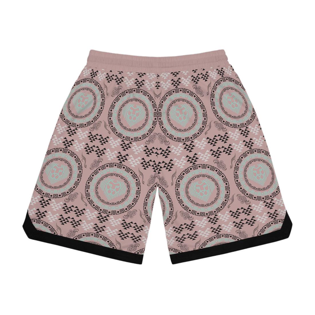 Taupe Lion Head Basketball Rib Shorts (AOP)