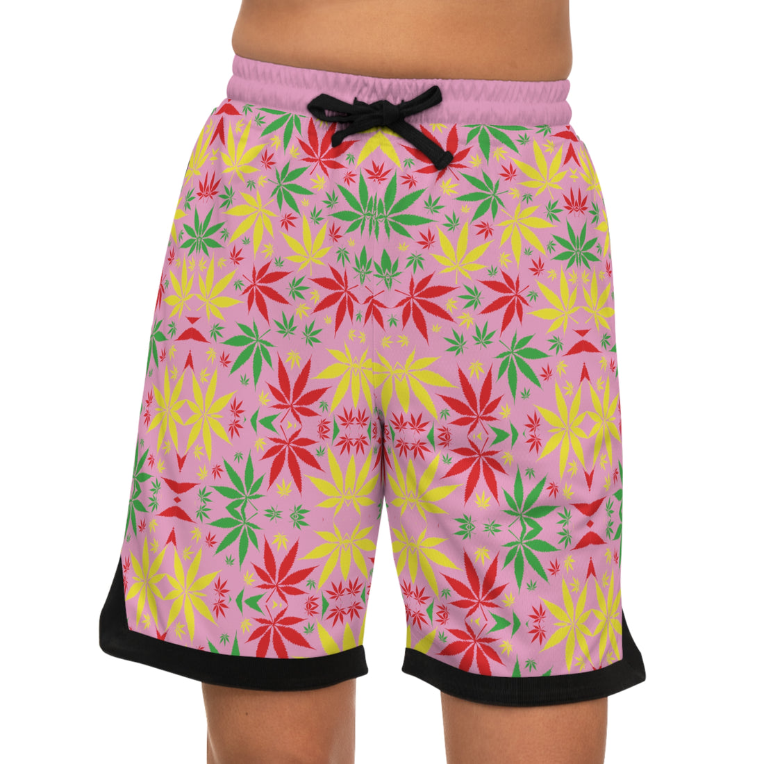 Muted Pink Rasta Toned  Basketball Rib Shorts (AOP)