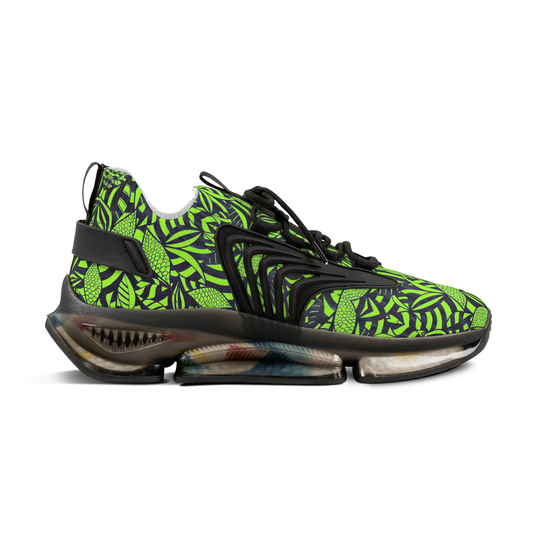 Lime Green Tropical Minimalist OTT Men's Mesh Knit Sneakers