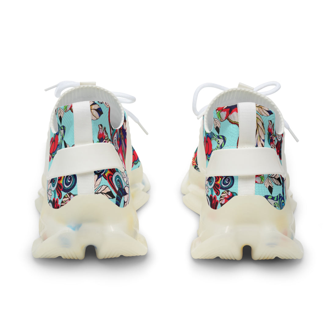 Icy Blue Floral Pop OTT Men's Mesh Knit Sneakers
