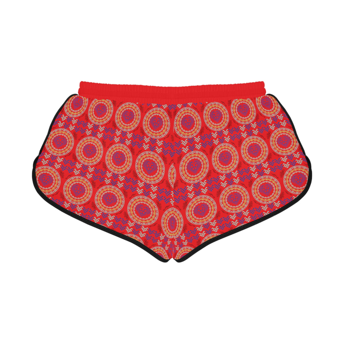 Red Geo Lion Head Relaxed Gym Shorts