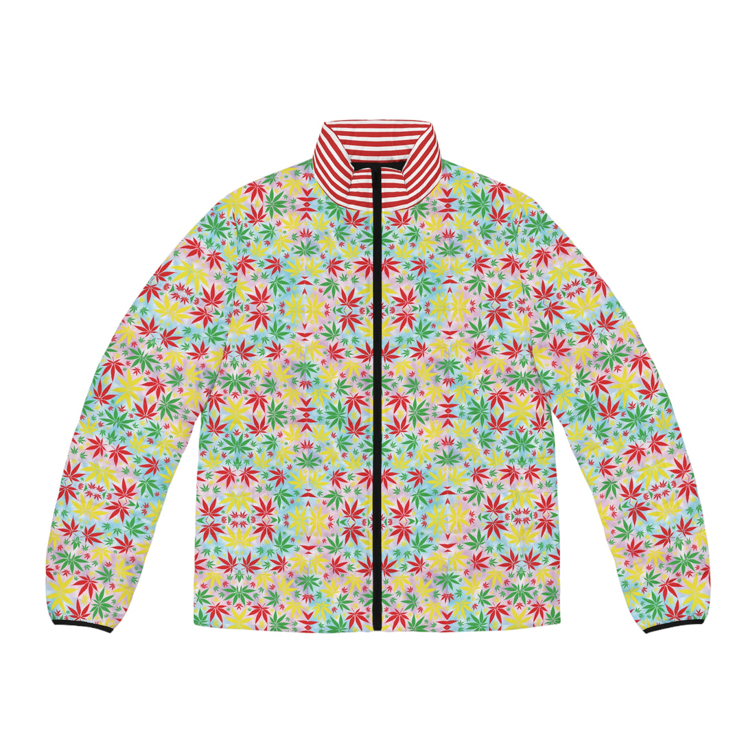 Multi Tie - Dye Tropical Rasta Toned Men's Puffer Jacket