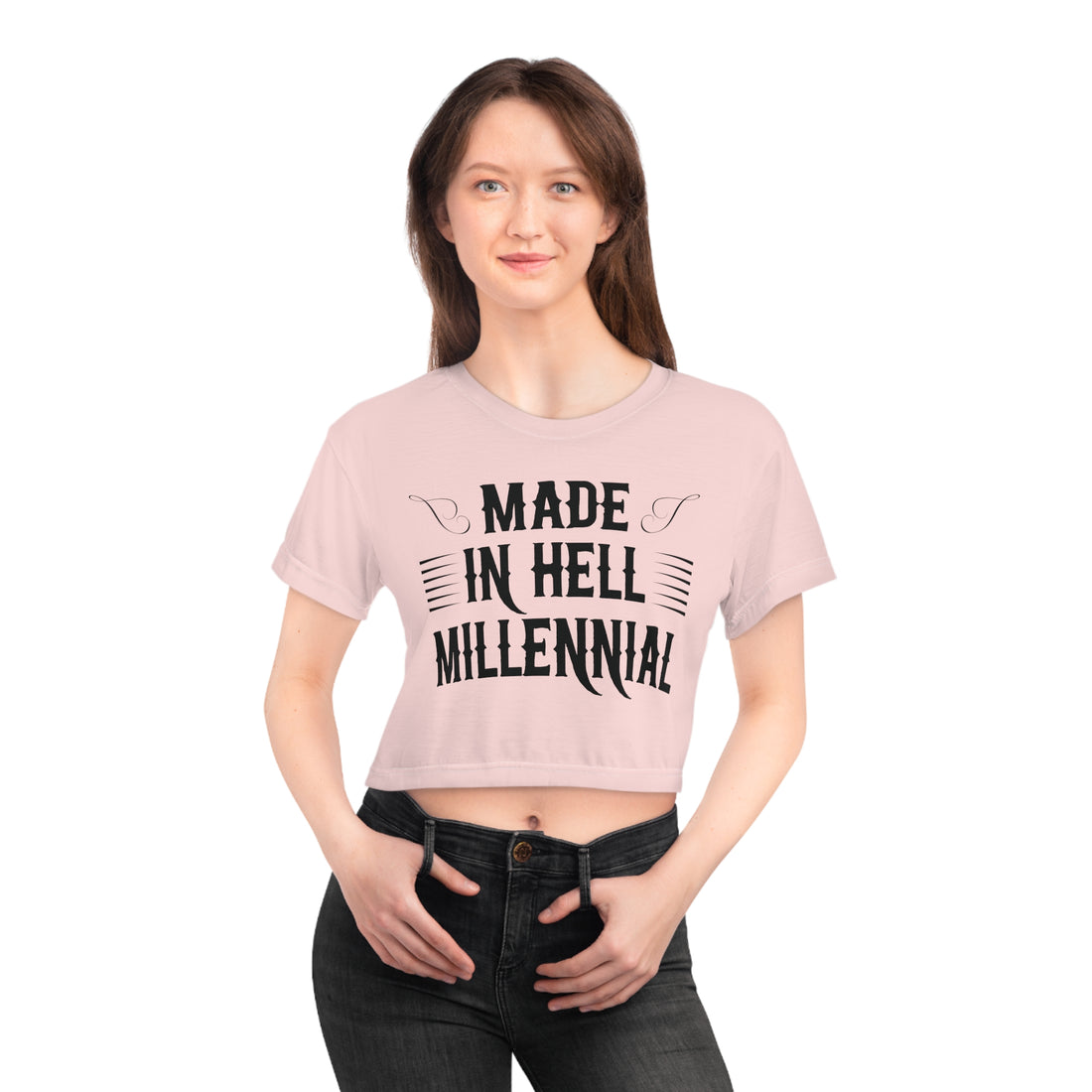 Pale Pink Millennial AOP Crop Tee