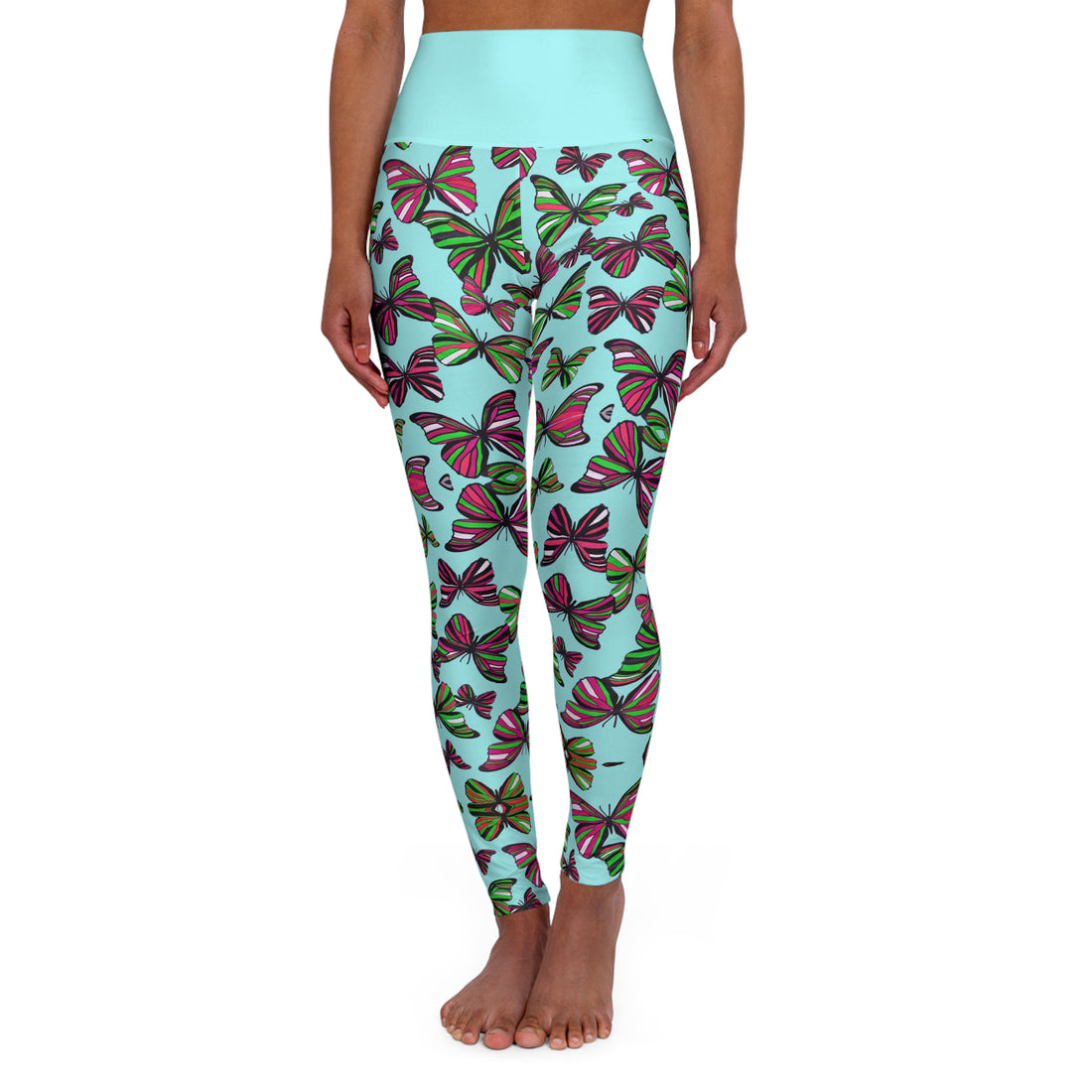 Icy Blue Butterfly Kaleidoscope Yoga Leggings