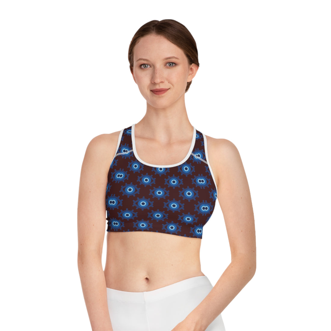 Marsala Evil Eye (AOP) Sports Bra