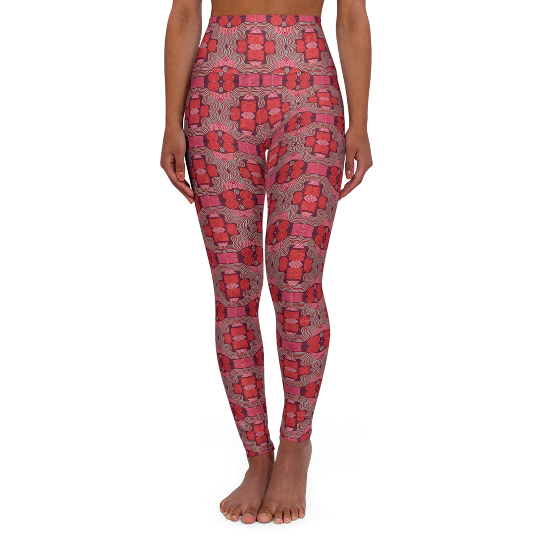 Red Geometric Print Yoga Leggings