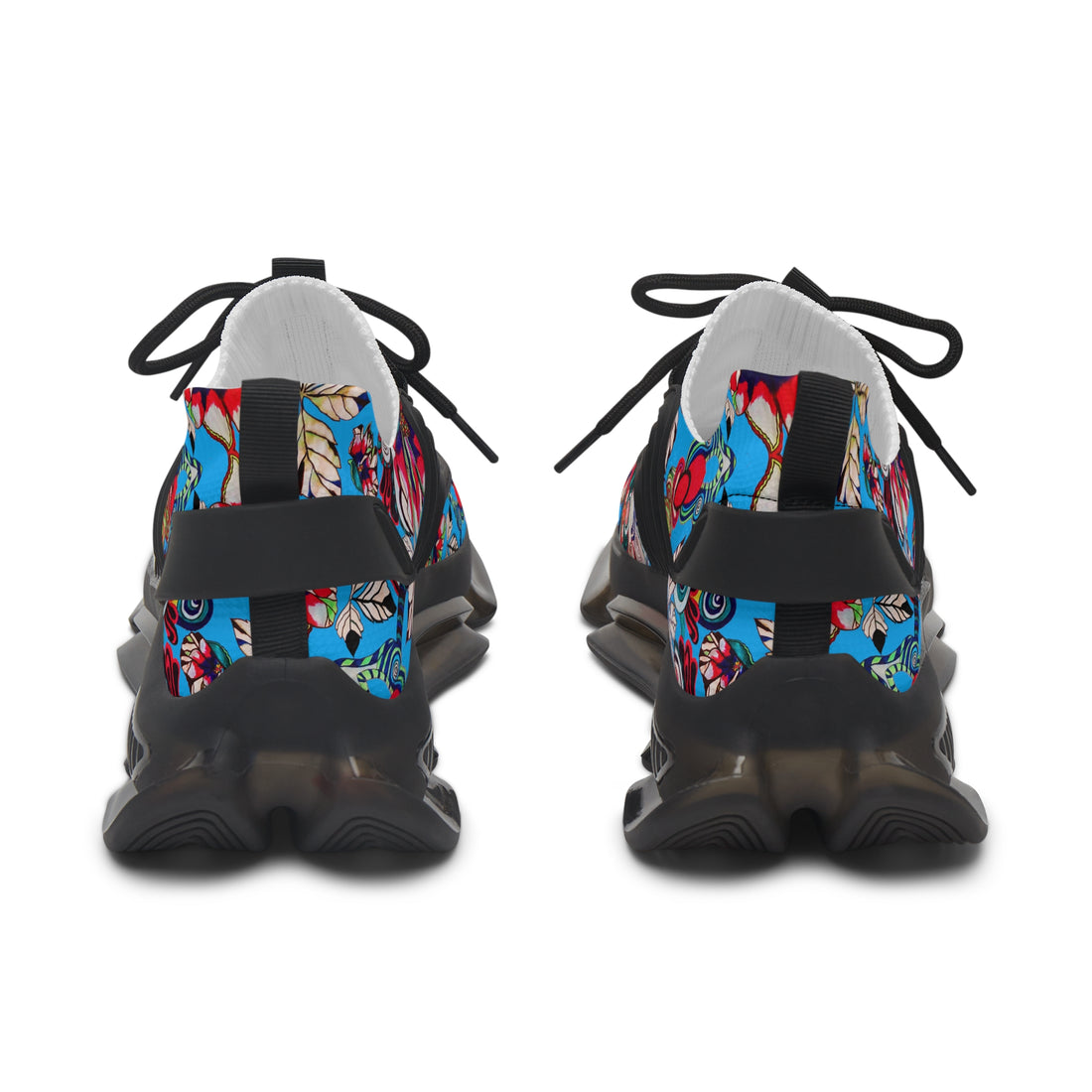 Aqua Floral Pop OTT Women's Mesh Knit Sneakers