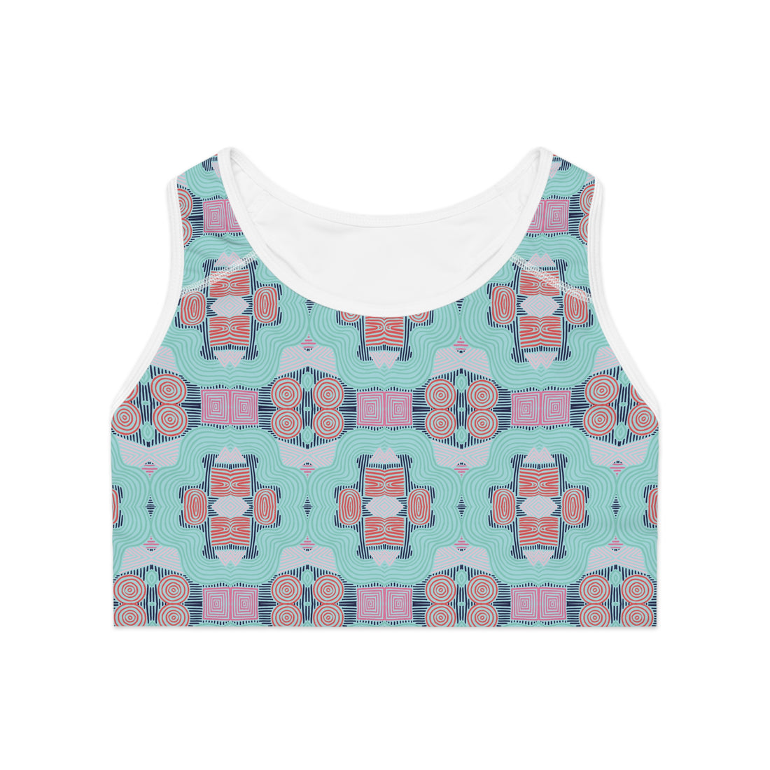 Icy Geometric Print (AOP) Racerback Sports Bra
