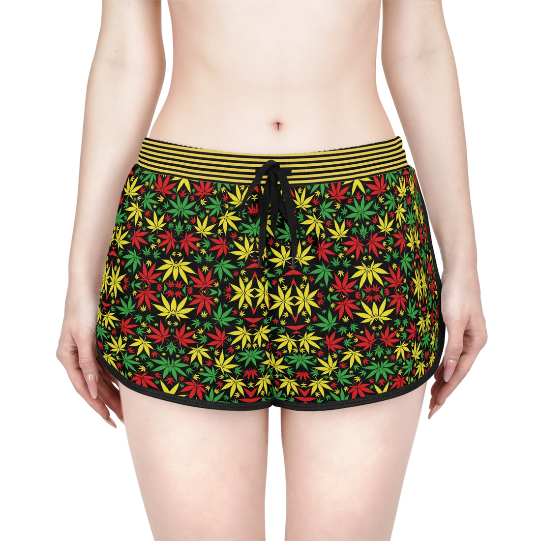 Black Tropical Rasta Toned Relaxed Gym Shorts