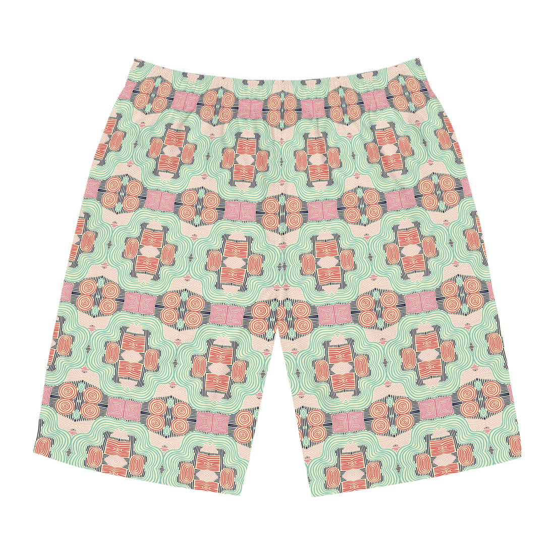 Cream Geometric Print Men's Board Shorts (AOP)