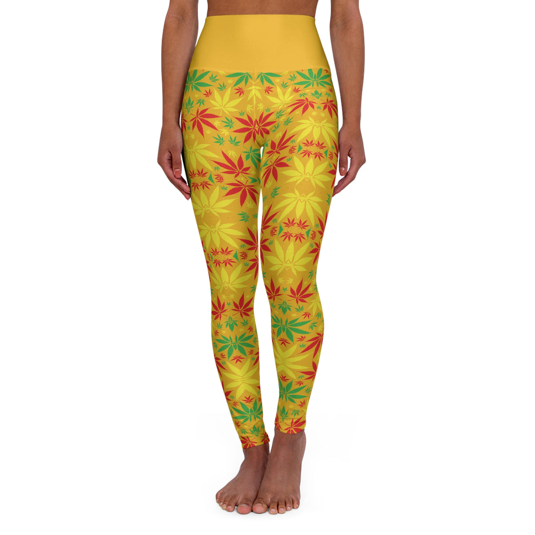 Yellow Tropical Rasta Toned Yoga Leggings
