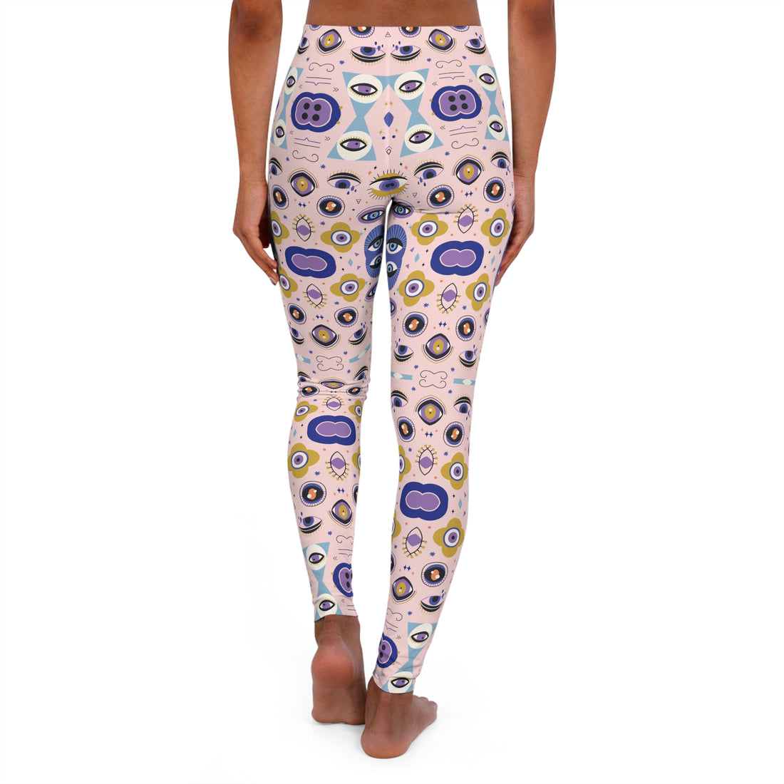 Pale Pink Abstract Evil Eye Spandex Leggings