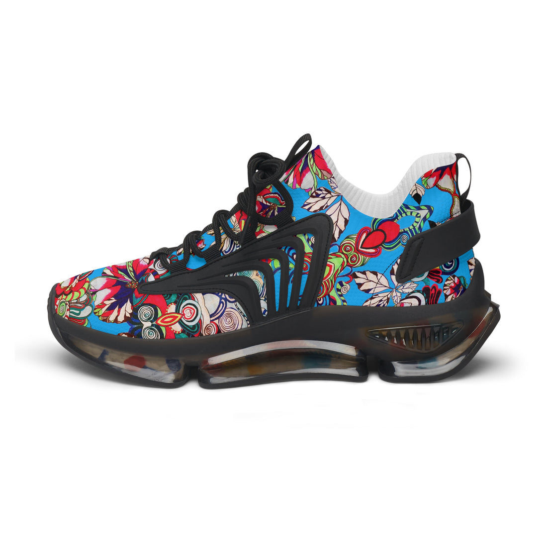 Aqua Floral Pop OTT Women's Mesh Knit Sneakers