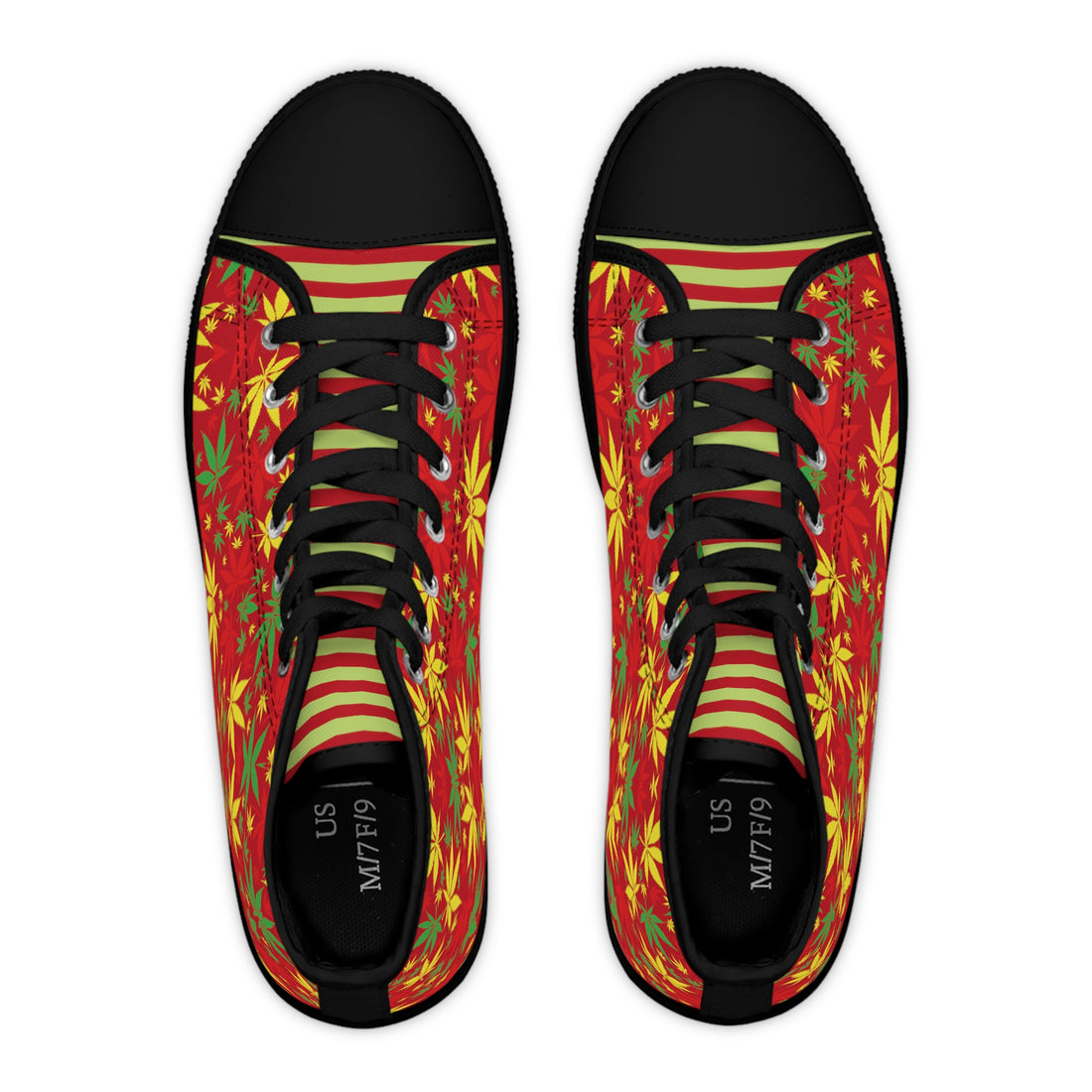 Red Tropical Rasta Toned Women's High Top Sneakers