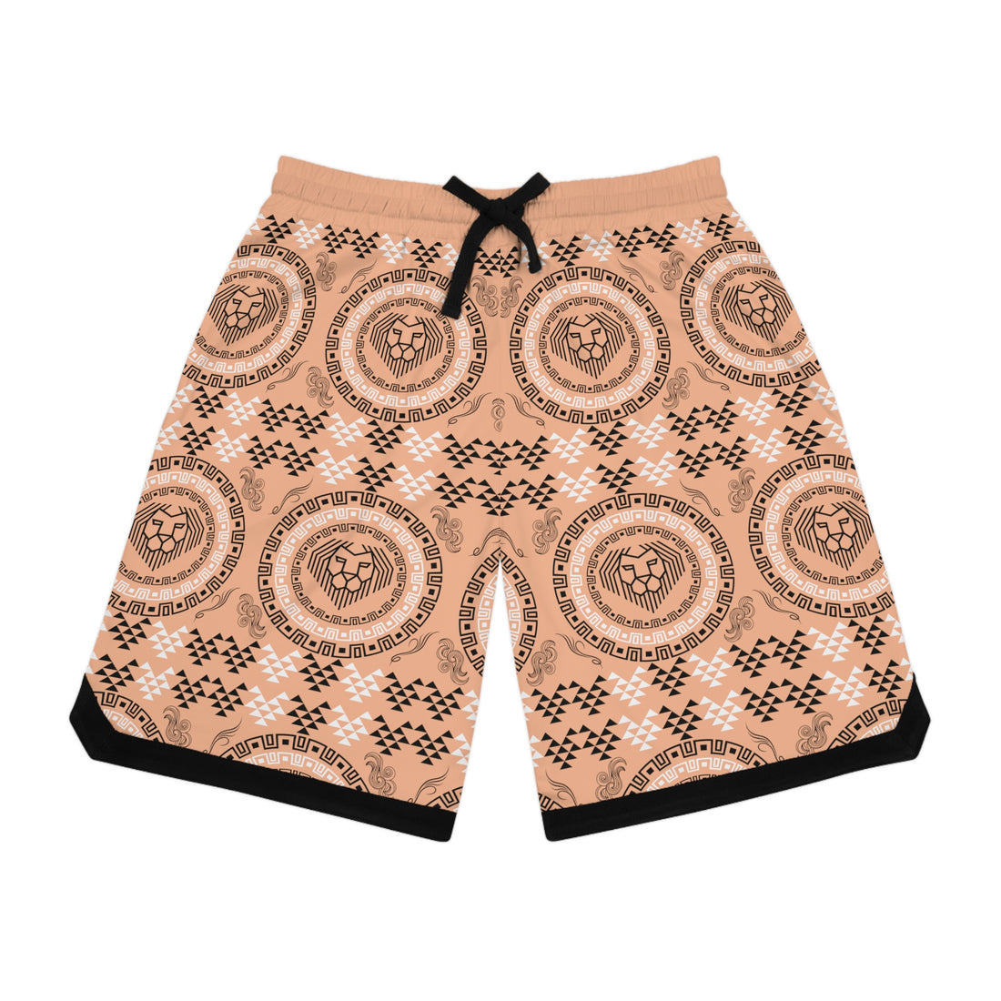Peach Lion Head Basketball Rib Shorts (AOP)