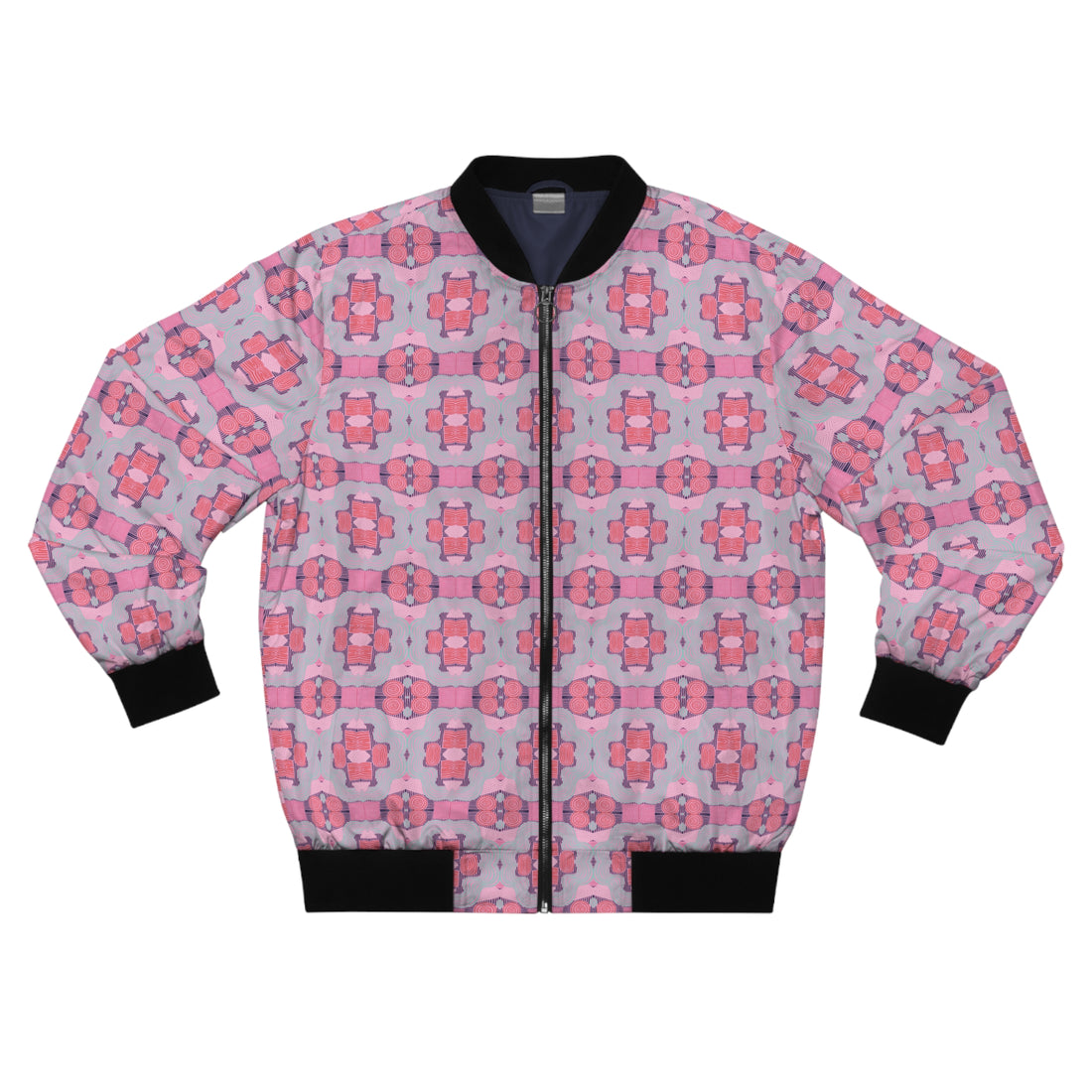 Muted Pink Geometric Print Men's Bomber Jacket