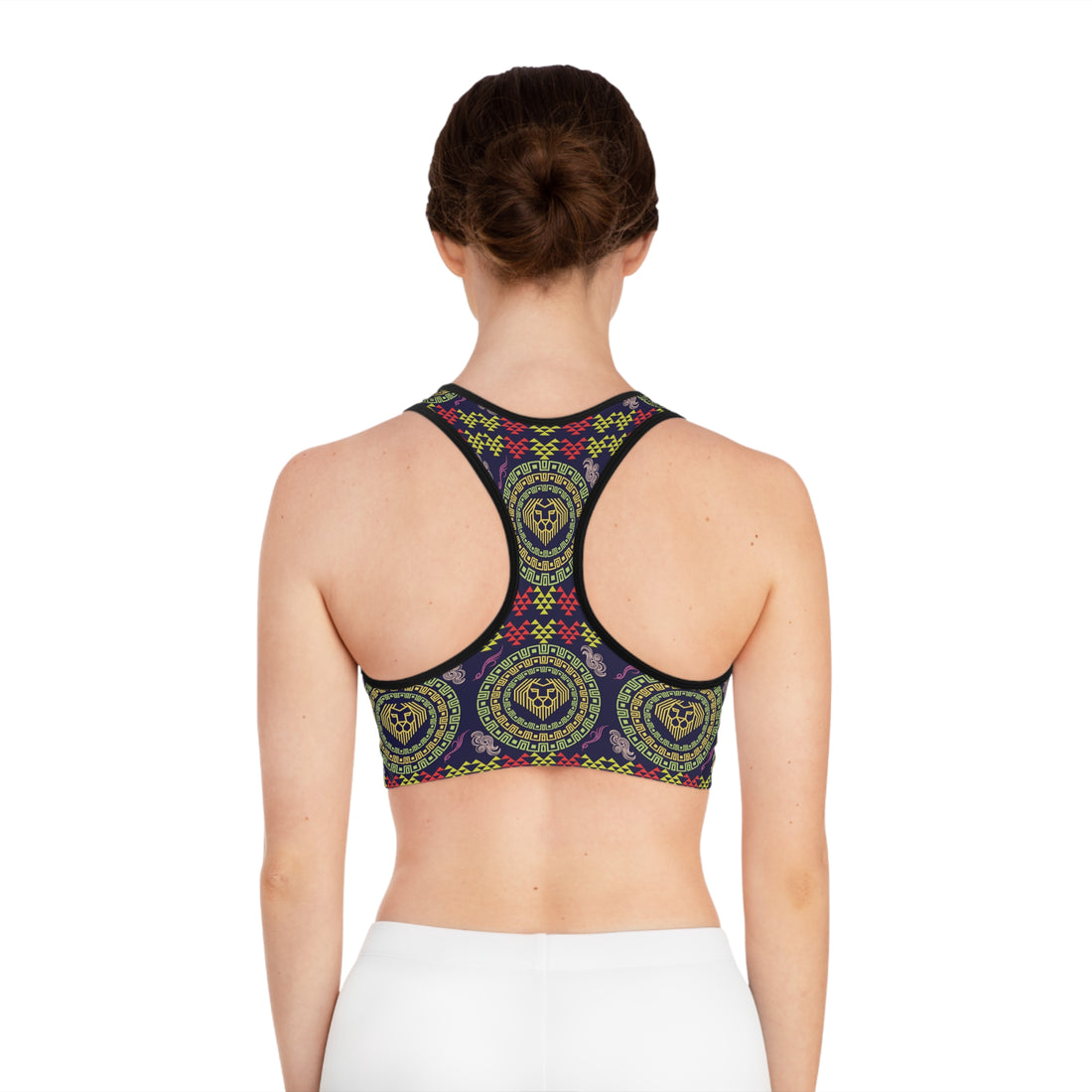 Ink Geo Lion Head Racerback (AOP) Sports Bra