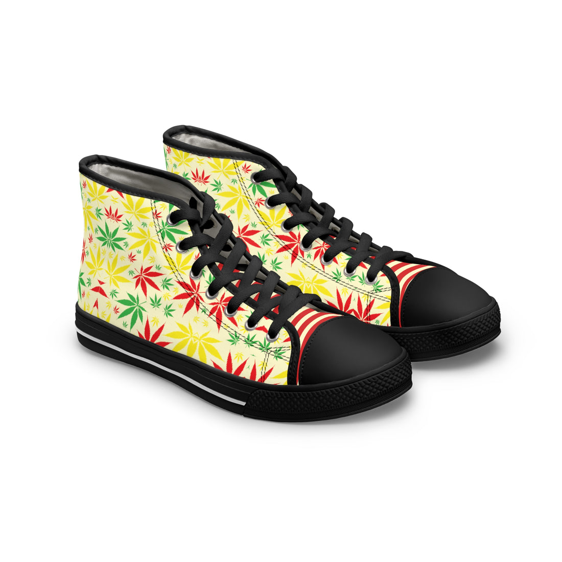 Cream Tropical Rasta Toned Women's High Top Sneakers