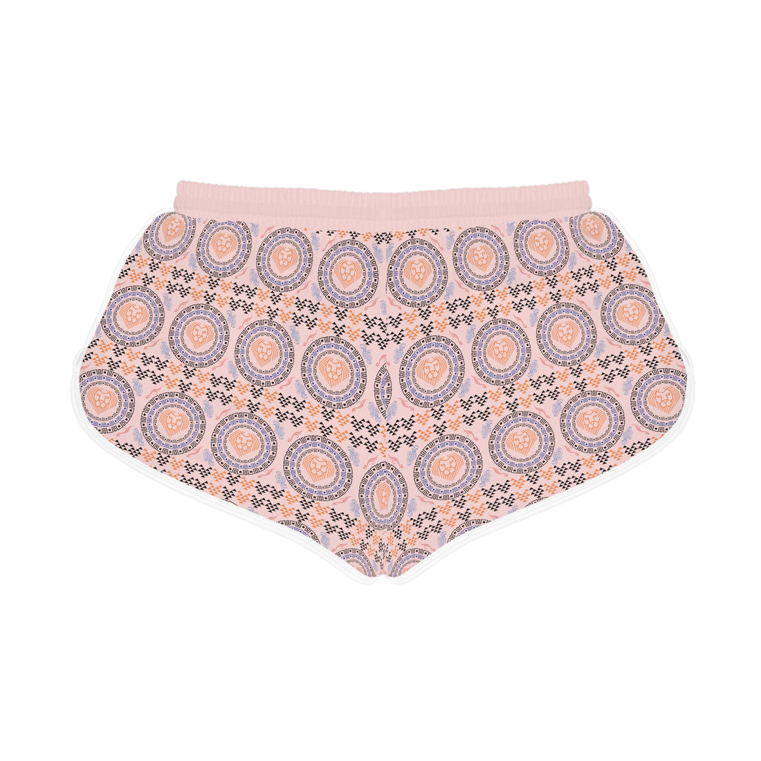 Pale Pink Geo Lion Head Relaxed Gym Shorts