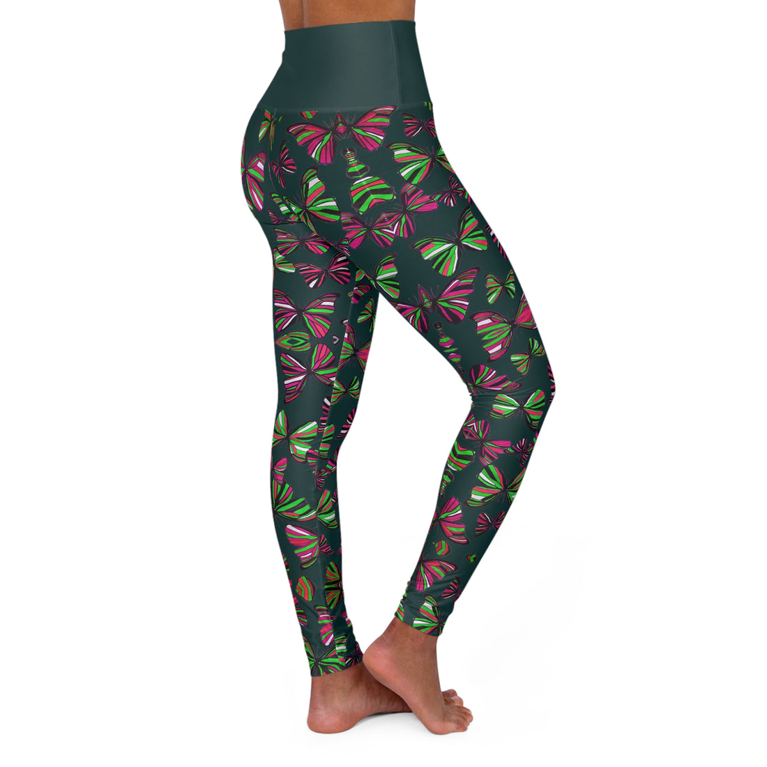 Bottle Green Butterfly Kaleidoscope Yoga Leggings