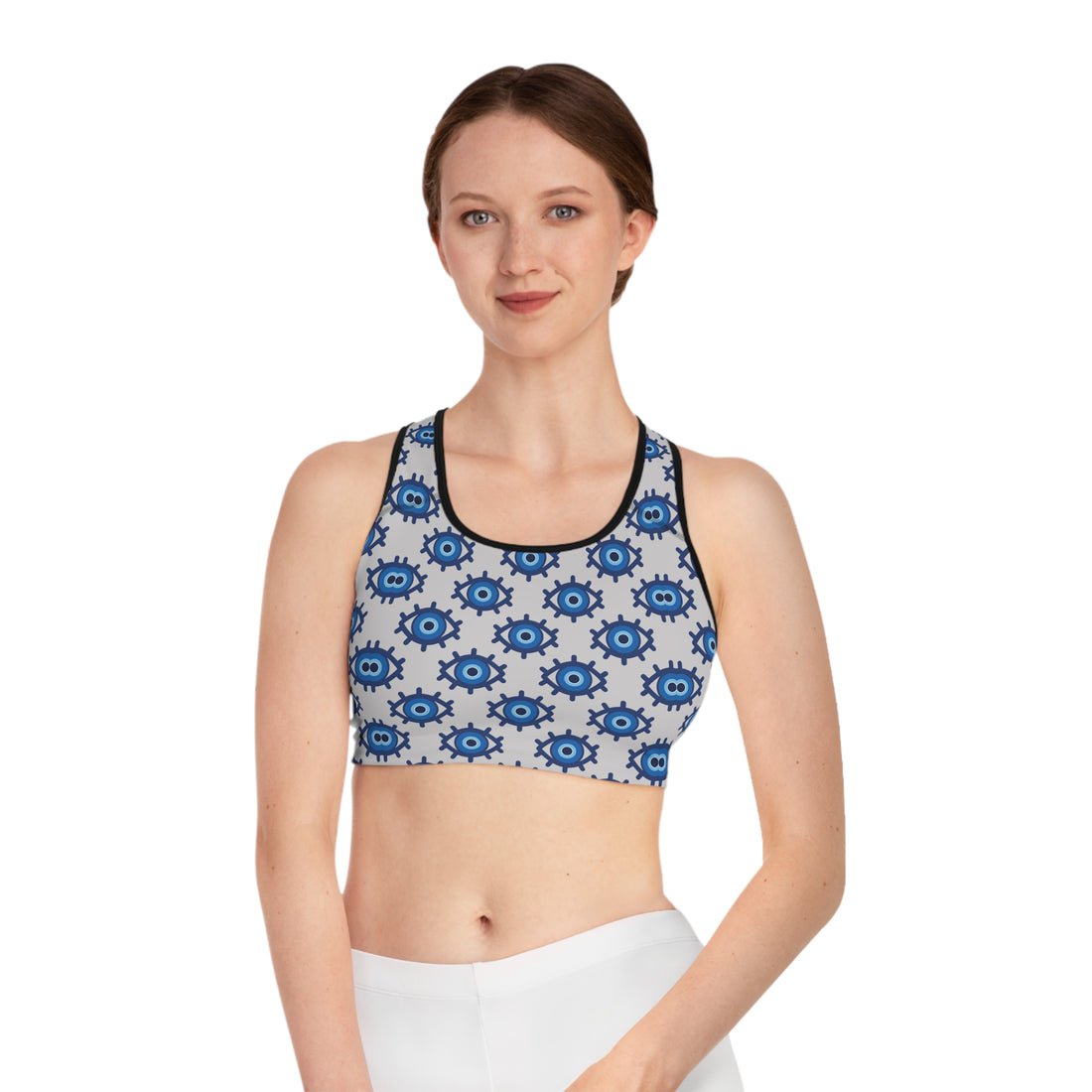 Slate Evil Eye (AOP) Sports Bra