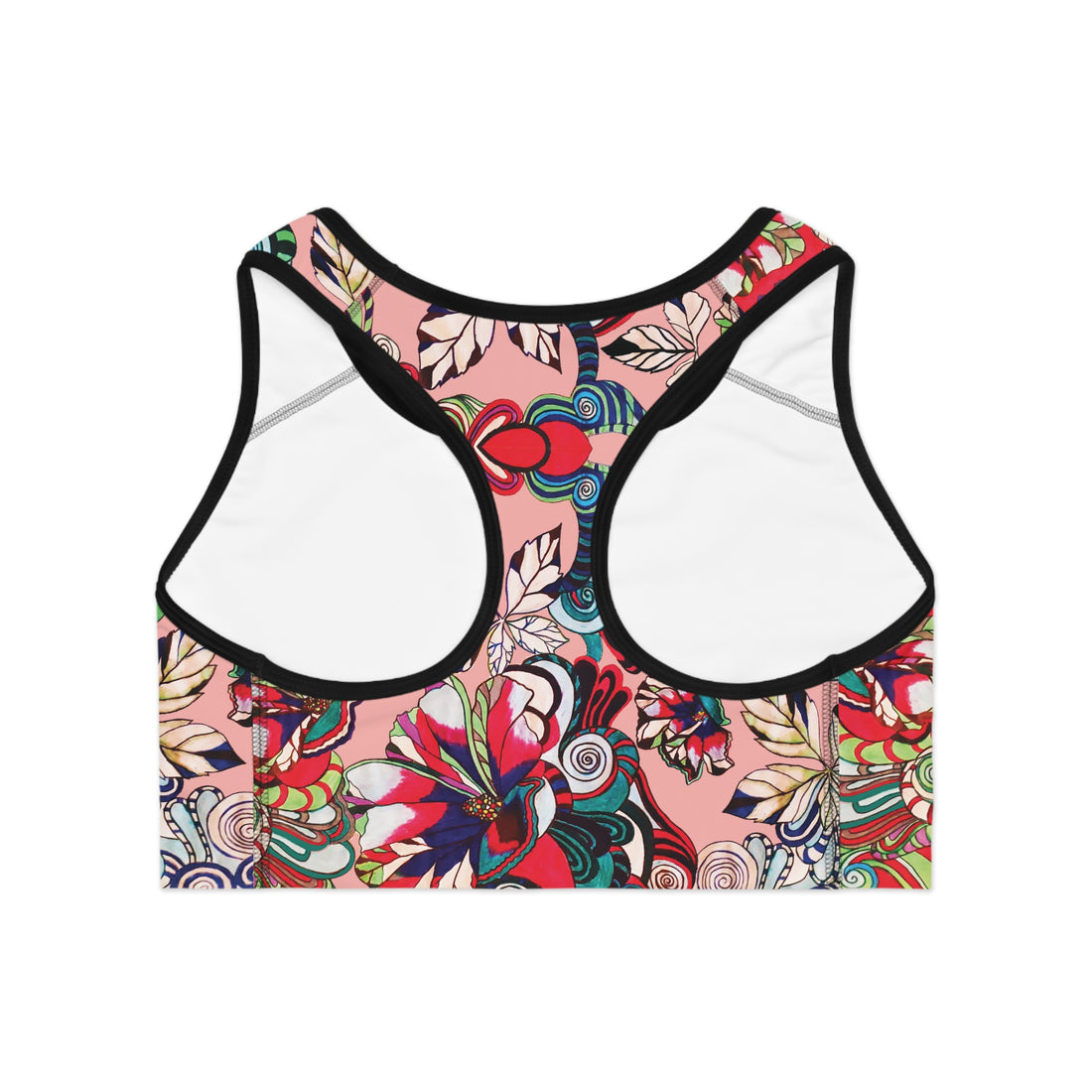 Blush Graphic Floral Pop Racer Back (AOP) Sports Bra