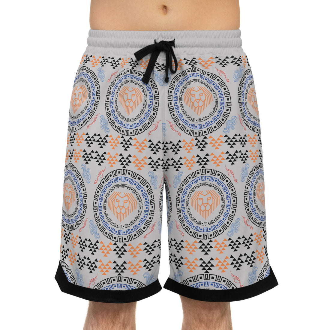 Slate Lion Head Basketball Rib Shorts (AOP)