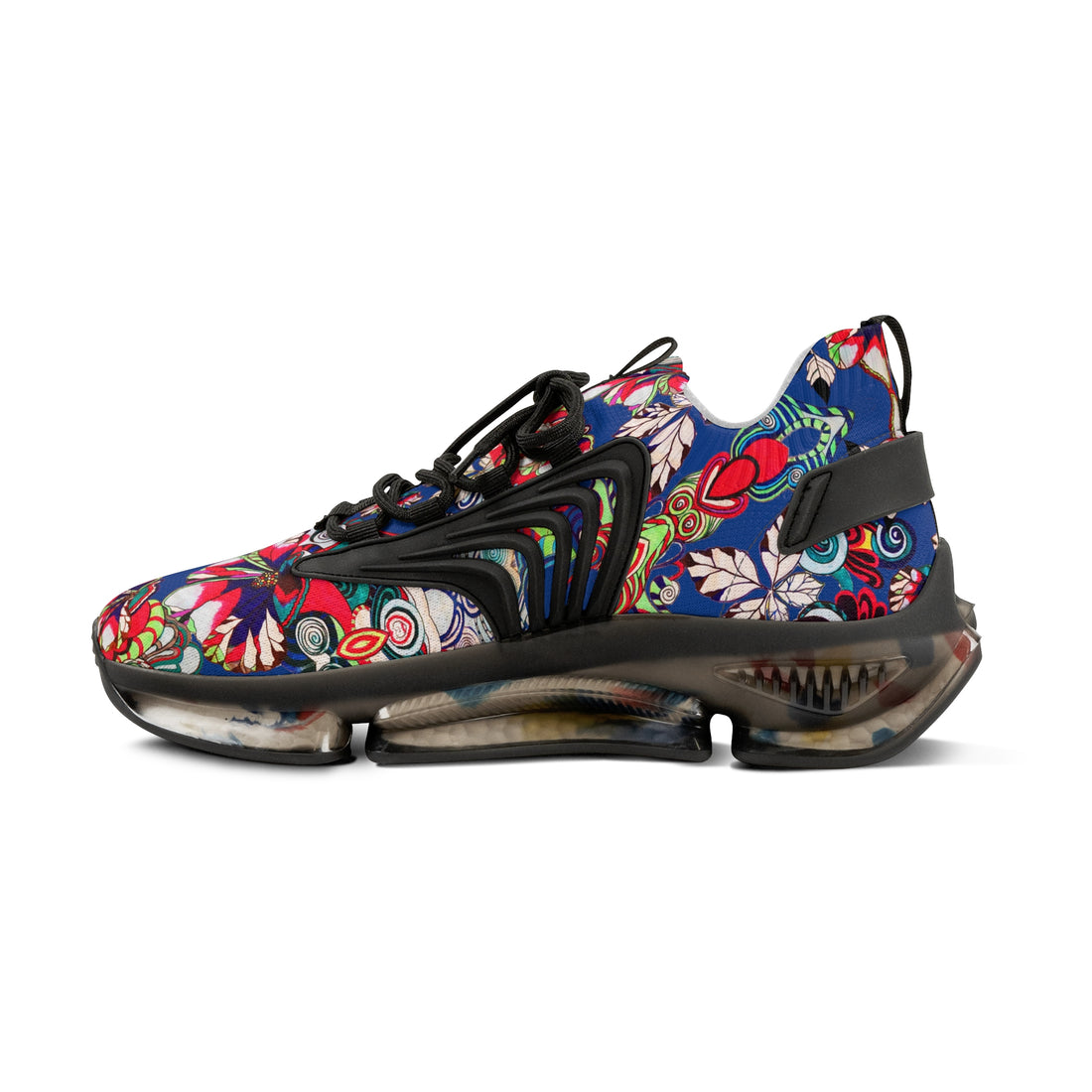 Royal Blue Floral Pop OTT Men's Mesh Knit Sneakers