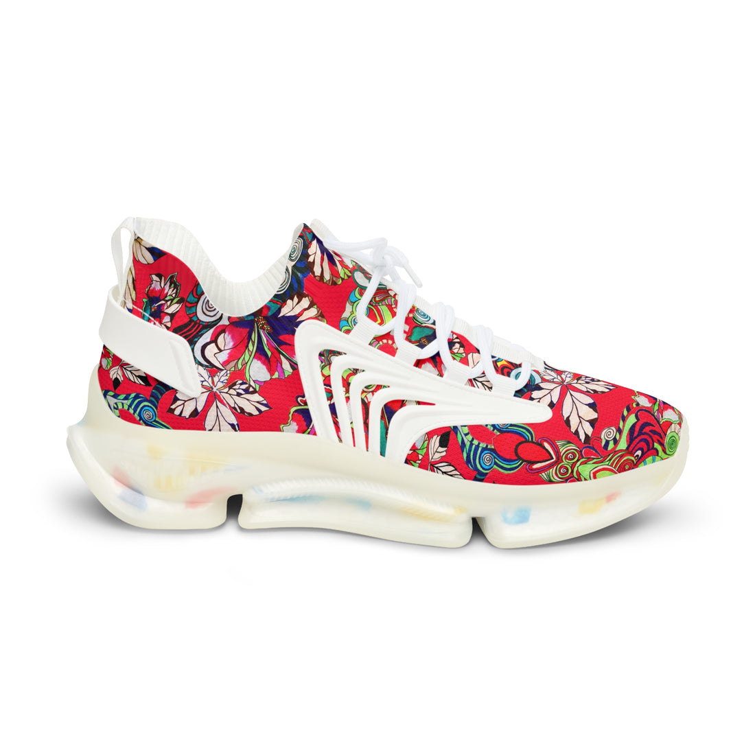 Red Floral Pop OTT Men's Mesh Knit Sneakers