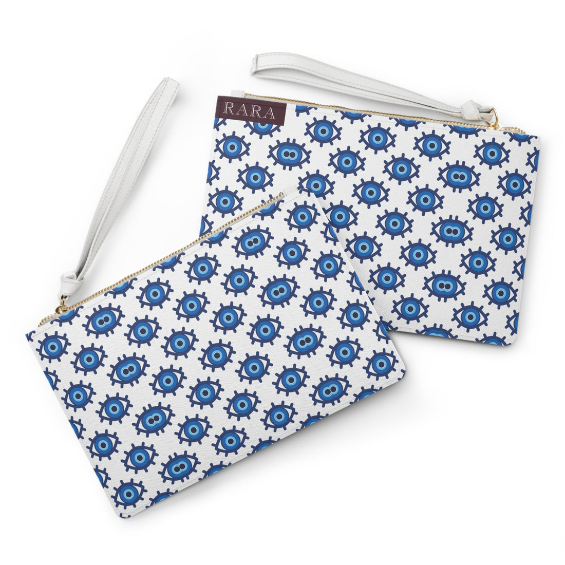 evil eye print white clutch bag