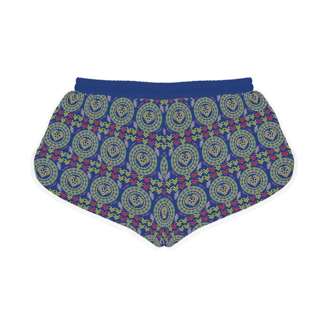 Blue Geo Lion Head Relaxed Gym Shorts