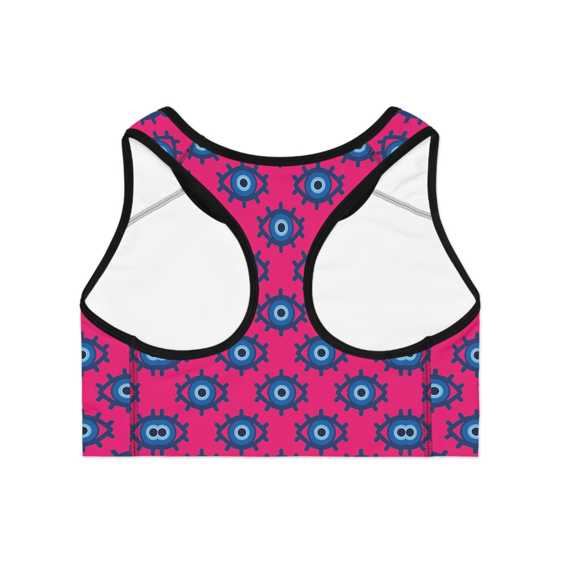 Hot Pink Evil Eye (AOP) Sports Bra