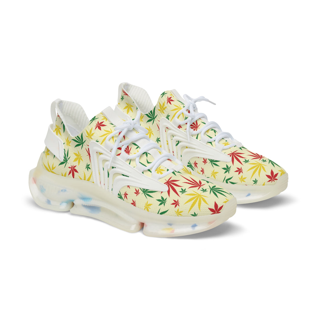 Cream Tropical Rasta Toned Men's Mesh Knit Sneakers