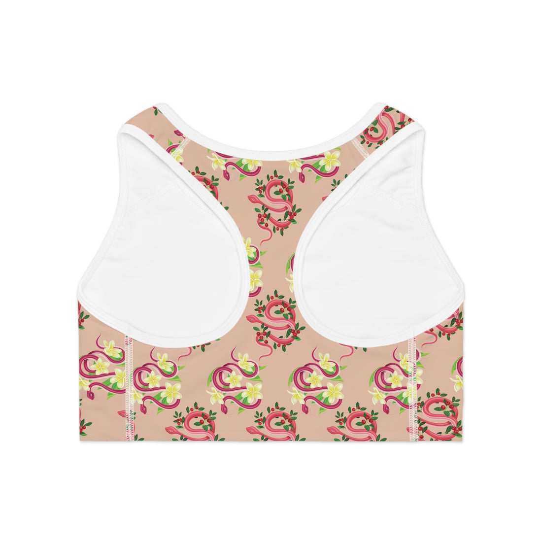 Nude Snake Print (AOP) Racerback Sports Bra