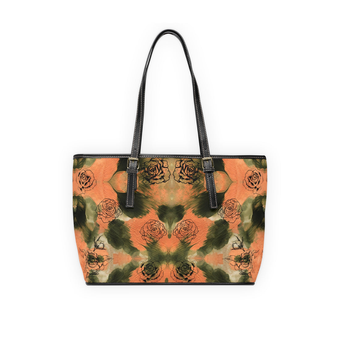 Rose Brush Stroke PU Leather Shoulder Bag