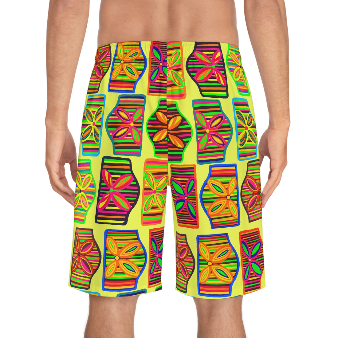 Canary Deco Print Men's Board Shorts (AOP)