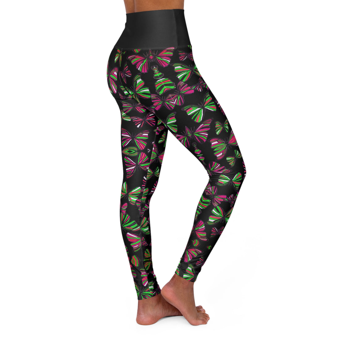 Black butterfly kaleidoscope Yoga Leggings