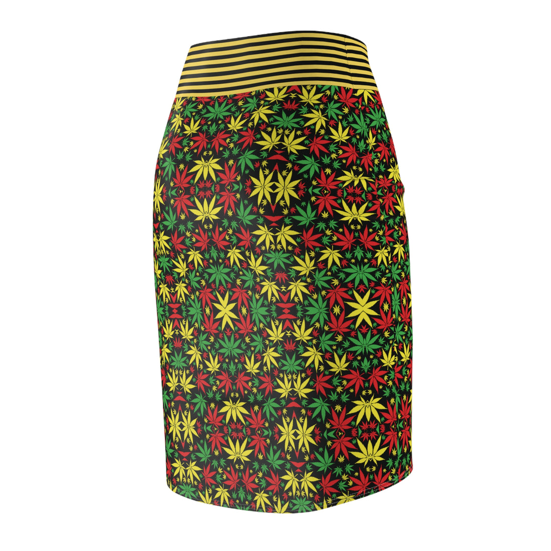 Black Tropical Rasta Toned Pencil Skirt