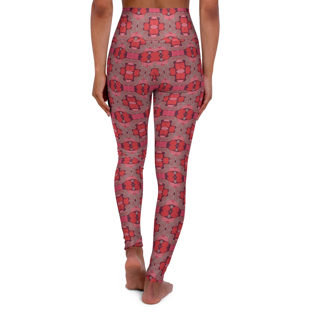 Red Geometric Print Racerback Sports Bra & Yoga Legging