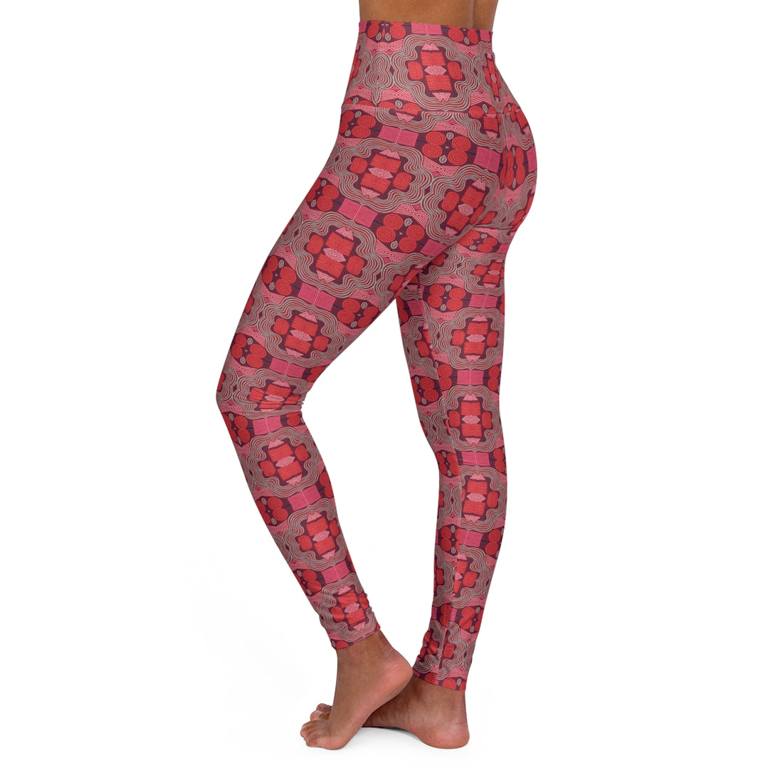 Red Geometric Print Racerback Sports Bra & Yoga Legging