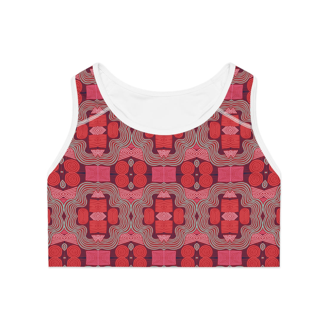 Red Geometric Print Racerback Sports Bra & Yoga Legging