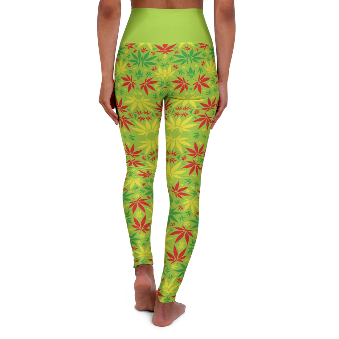 Lime Tropical Rasta Toned Yoga Leggings