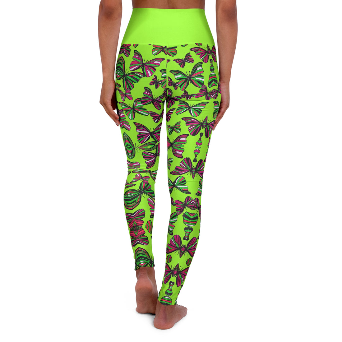 Lime Green Butterfly Kaleidoscope Yoga Leggings