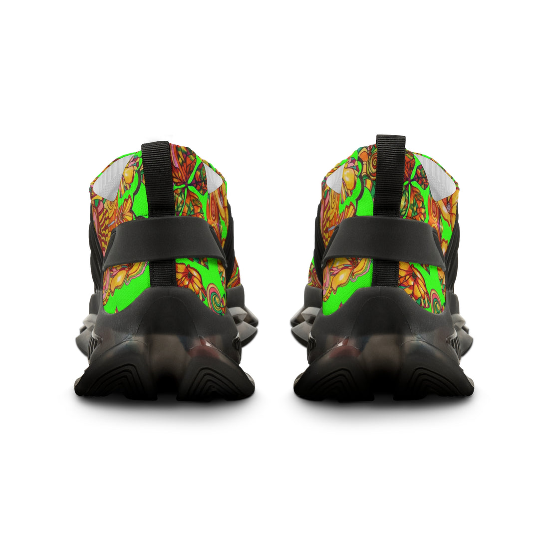 Neon Green Artsy Floral OTT Men's Mesh Knit Sneakers