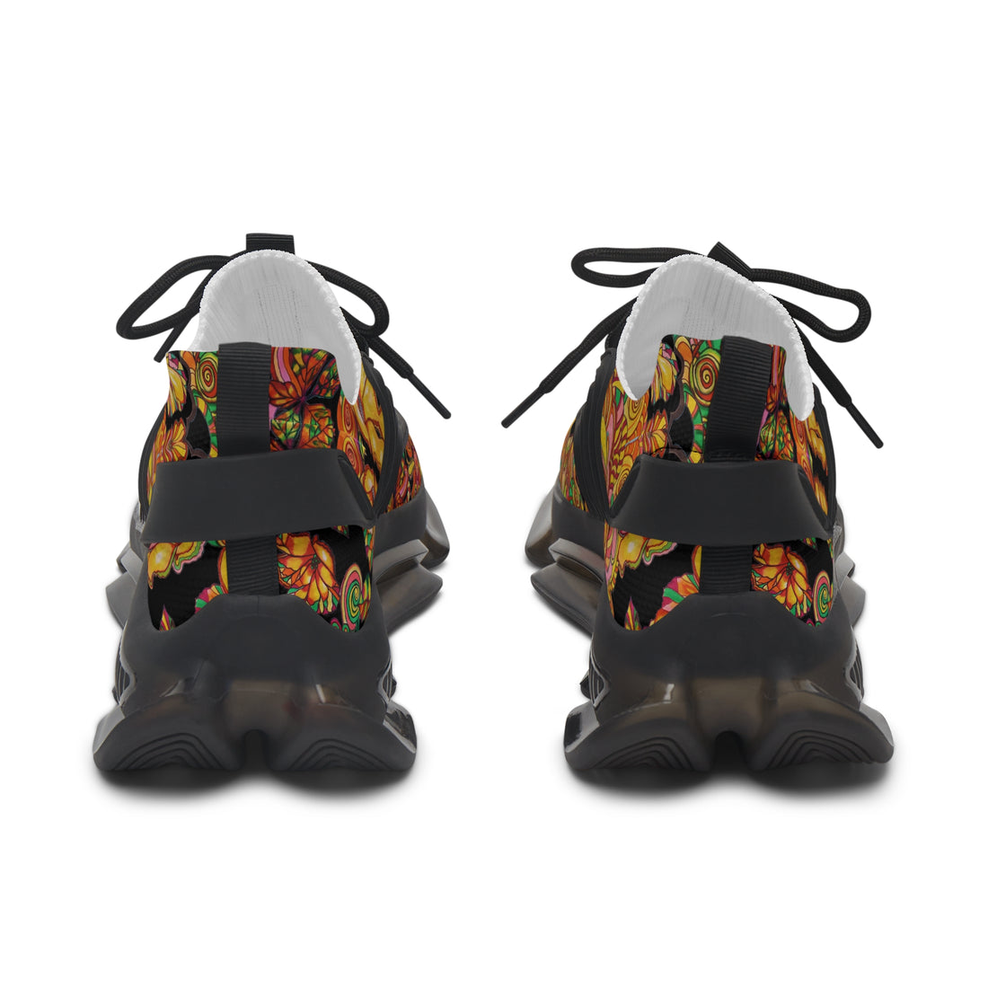Black Artsy Floral OTT Women's Mesh Knit Sneakers