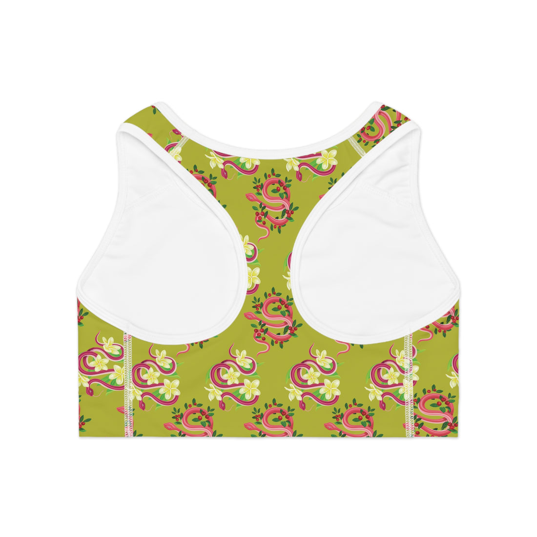 Olive Glow Snake Print (AOP) Racerback Sports Bra