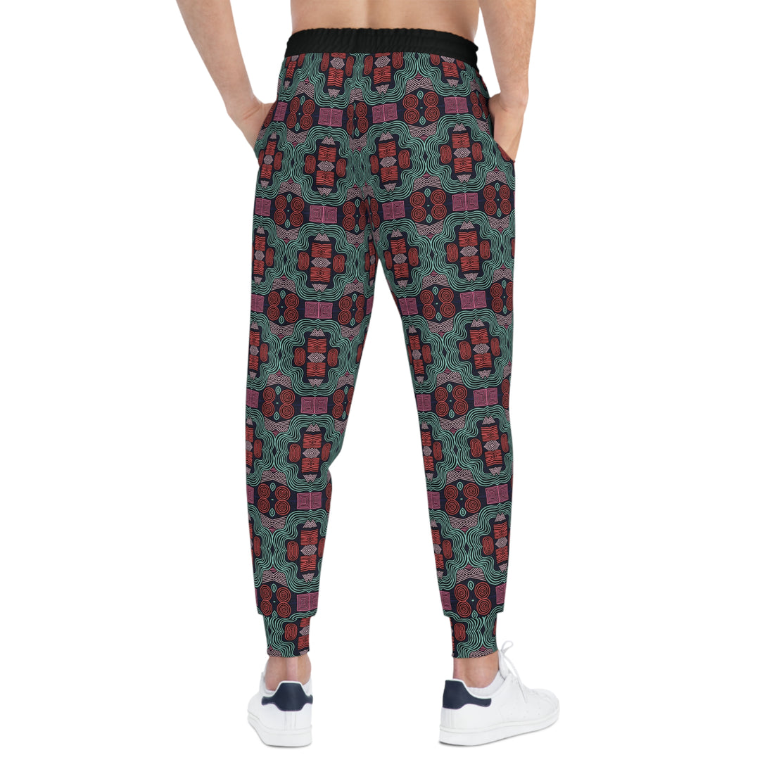 Black Geometric Print Unisex Joggers