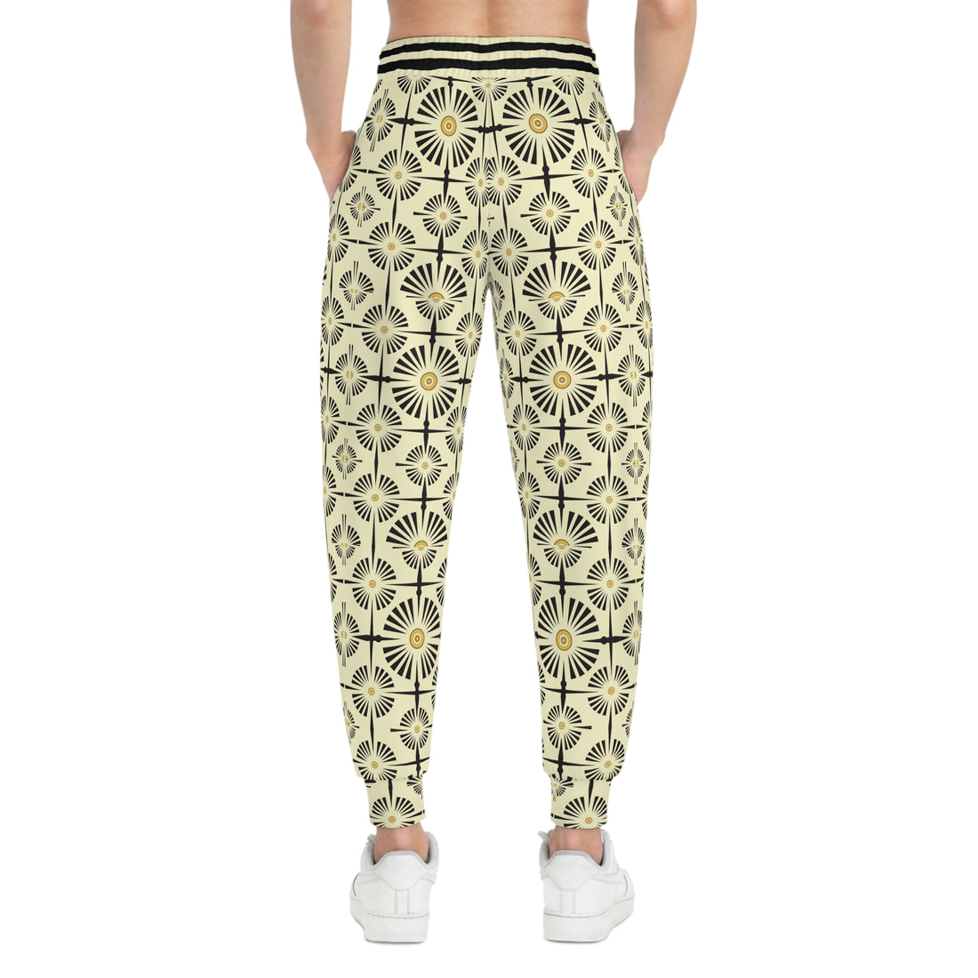 Cream Wheels & Spokes Print Unisex Joggers