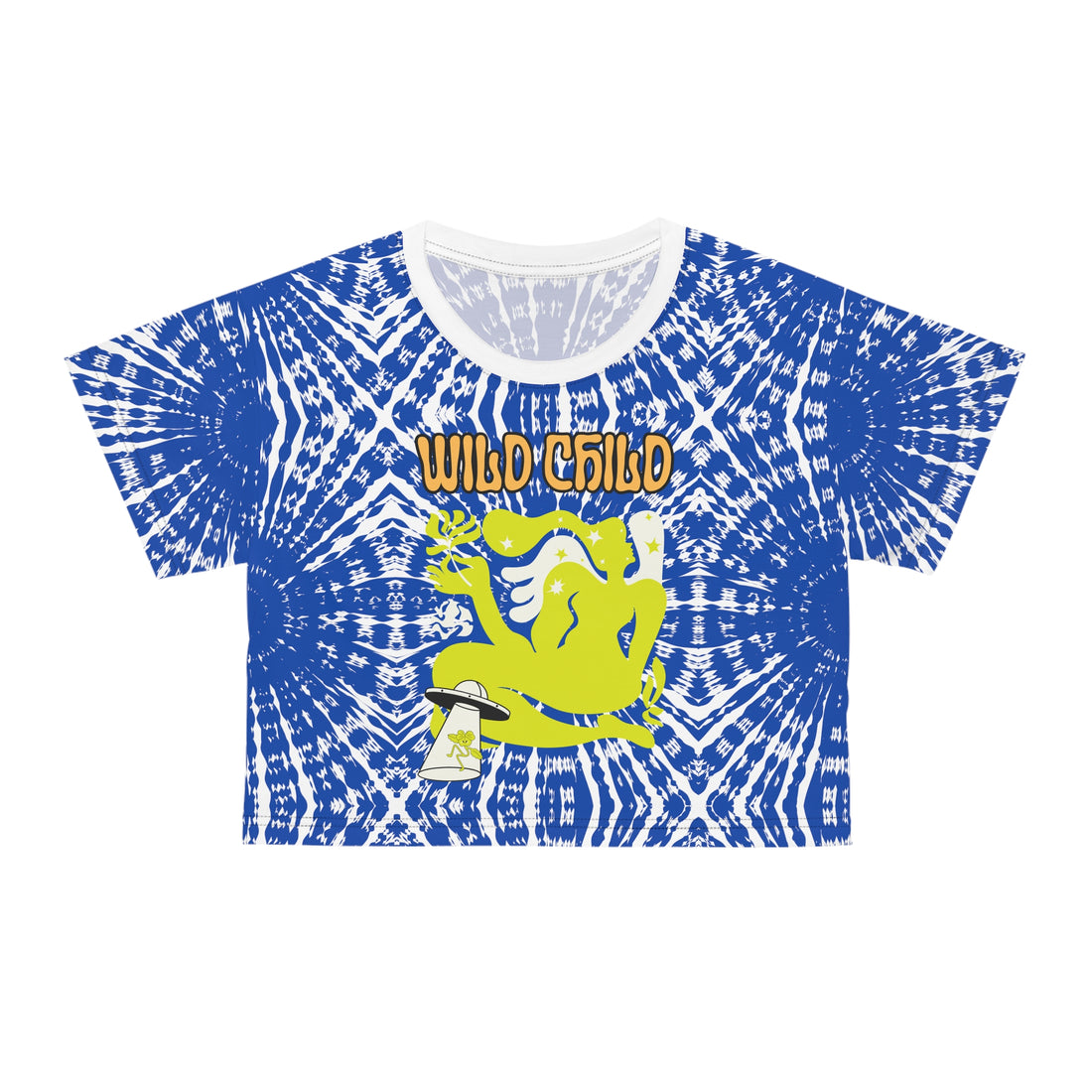 White Wild Child Printed AOP Crop Tee
