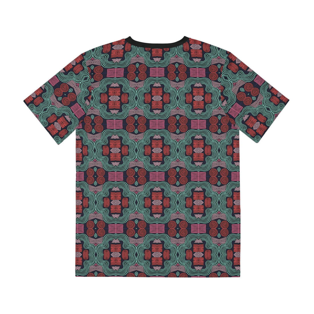 Black Geometric Print Men's Polyester Tee (AOP)